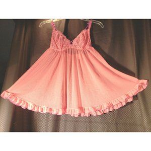 Victoria's Secret Babydoll Lingerie Vintage Hot Pink Lace Bra See-through Size S